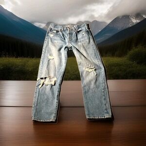 Levi's 501 Jeans Womens 26x26 Blue Denim Light Wash Distressed Original Straight